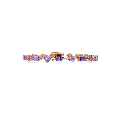 Mixed-shape purple colorstone tennis bracelet in rose gold
