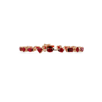 Mixed-shape red colorstone tennis bracelet in rose gold