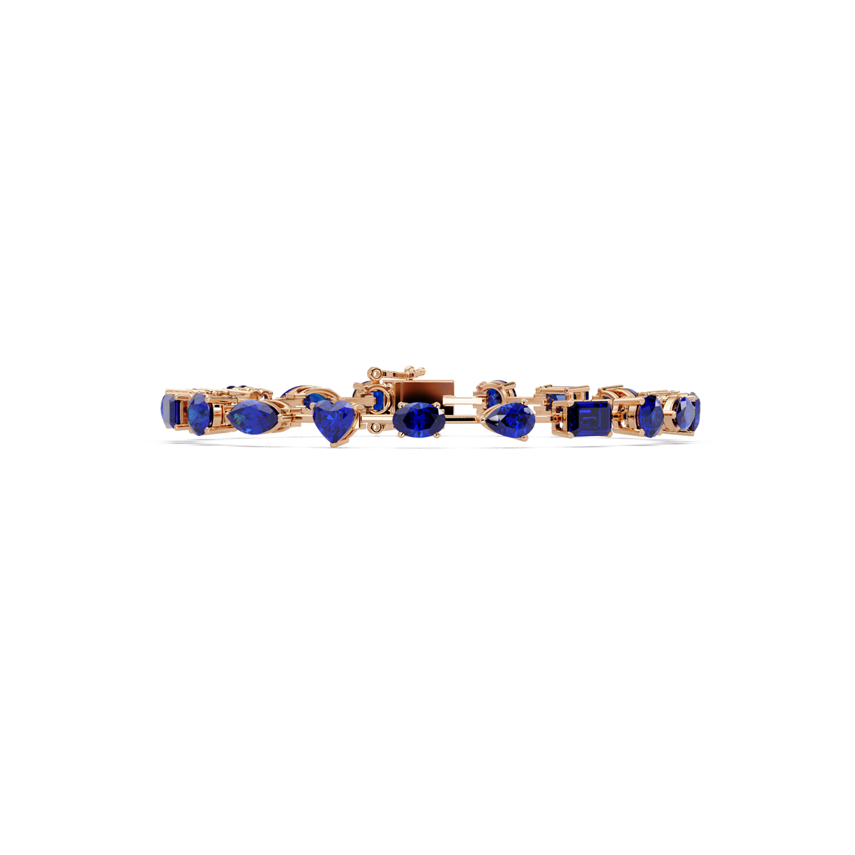 Mixed-shape sapphire colorstone tennis bracelet in rose gold