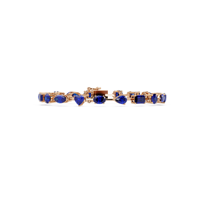 Mixed-shape sapphire colorstone tennis bracelet in rose gold