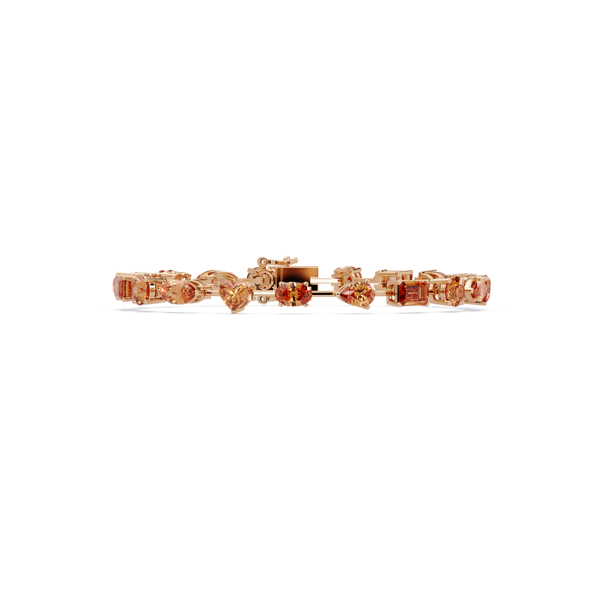 Mixed-shape topaz colorstone tennis bracelet in rose gold