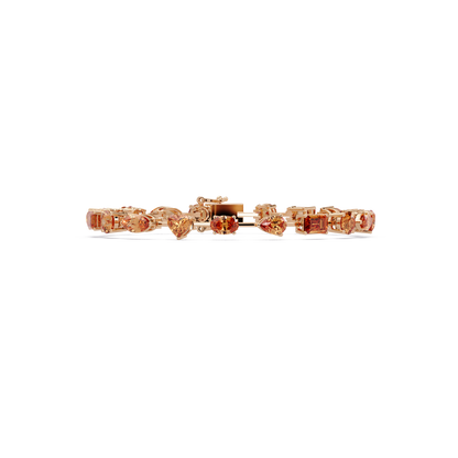 Mixed-shape topaz colorstone tennis bracelet in rose gold