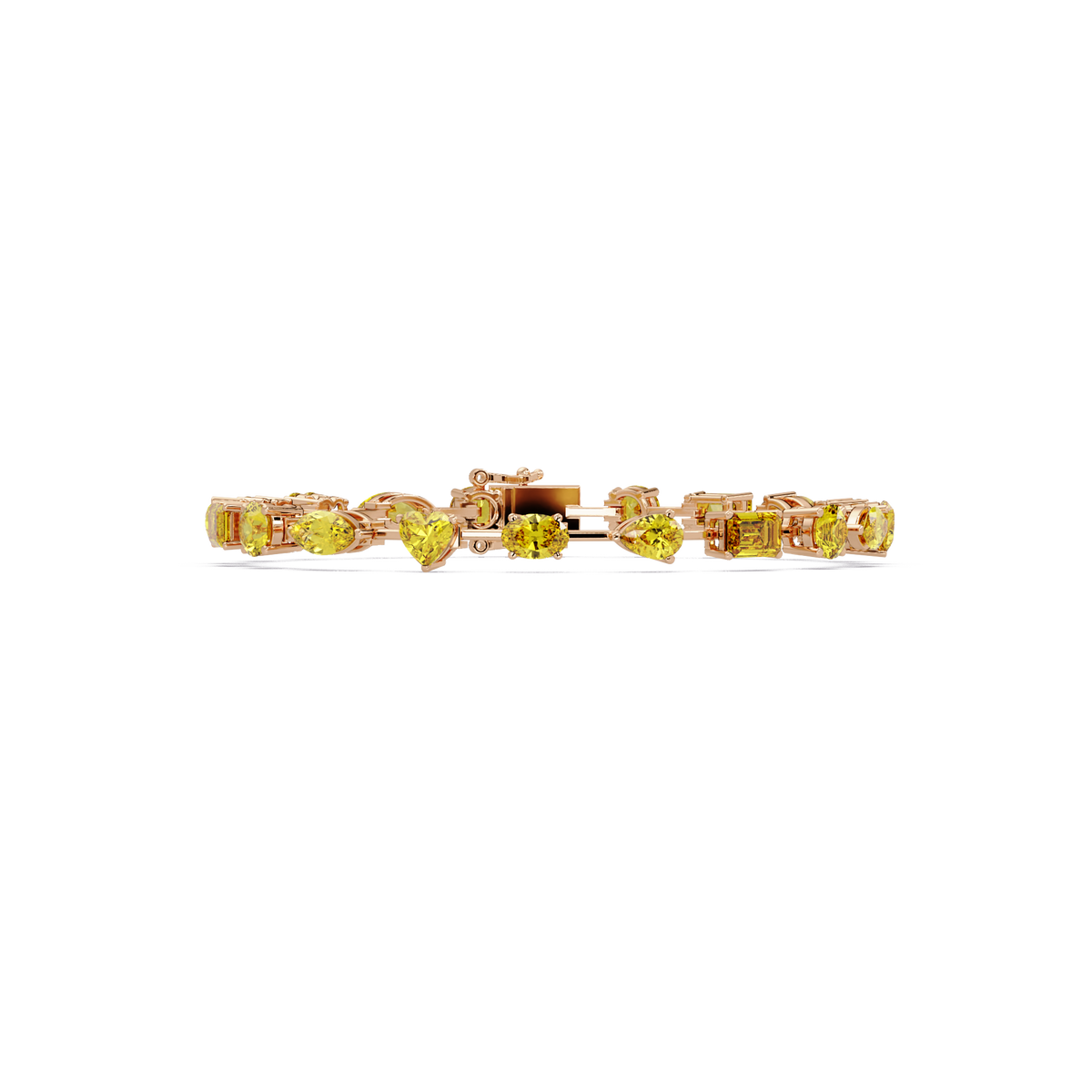 Mixed-shape yellow colorstone tennis bracelet in rose gold