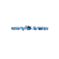 Mixed-shape aquamarine colorstone tennis bracelet in white gold