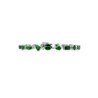 Mixed-shape green colorstone tennis bracelet in white gold