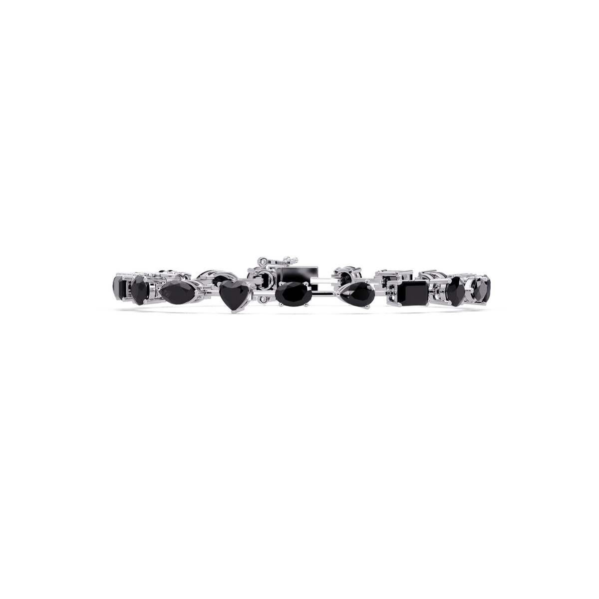Mixed-shape onyx colorstone tennis bracelet in white gold