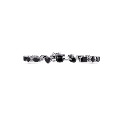 Mixed-shape onyx colorstone tennis bracelet in white gold