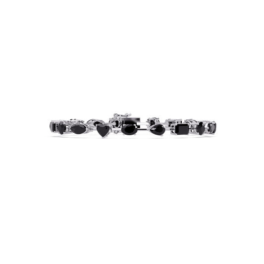 Mixed-shape onyx colorstone tennis bracelet in white gold