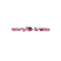 Mixed-shape pink colorstone tennis bracelet in white gold