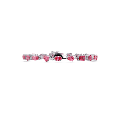 Mixed-shape pink colorstone tennis bracelet in white gold