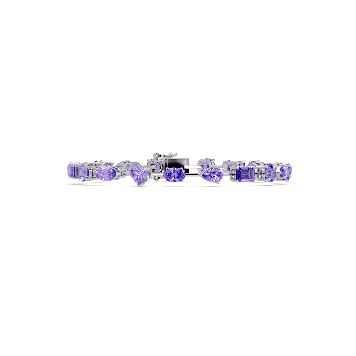 Mixed-shape purple colorstone tennis bracelet in white gold