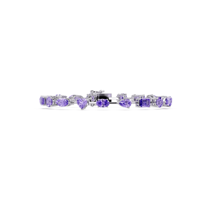Mixed-shape purple colorstone tennis bracelet in white gold