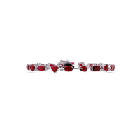 Mixed-shape red colorstone tennis bracelet in white gold