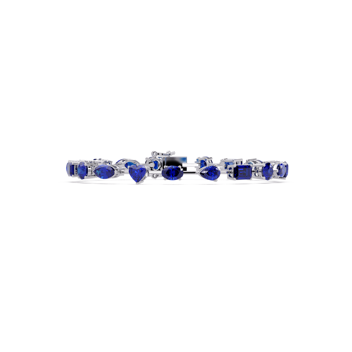 Mixed-shape sapphire colorstone tennis bracelet in white gold