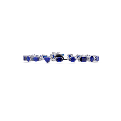 Mixed-shape sapphire colorstone tennis bracelet in white gold