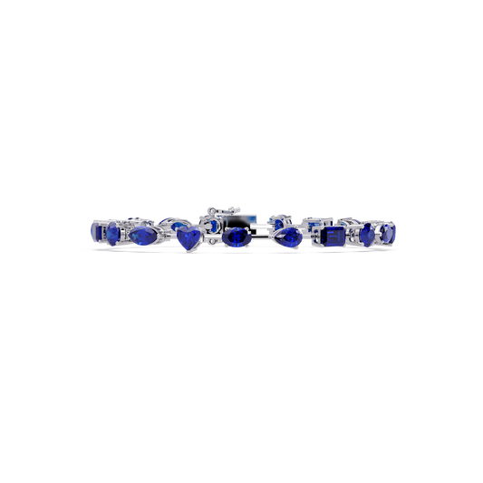 Mixed-shape sapphire colorstone tennis bracelet in white gold
