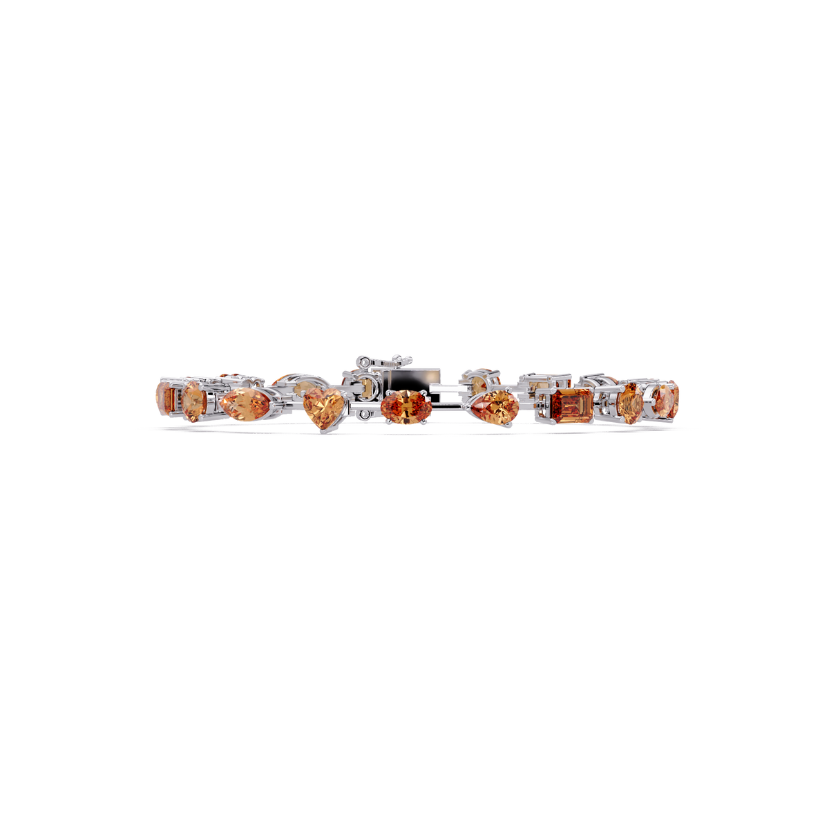 Mixed-shape topaz colorstone tennis bracelet in white gold
