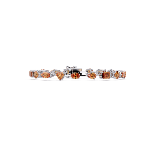 Mixed-shape topaz colorstone tennis bracelet in white gold