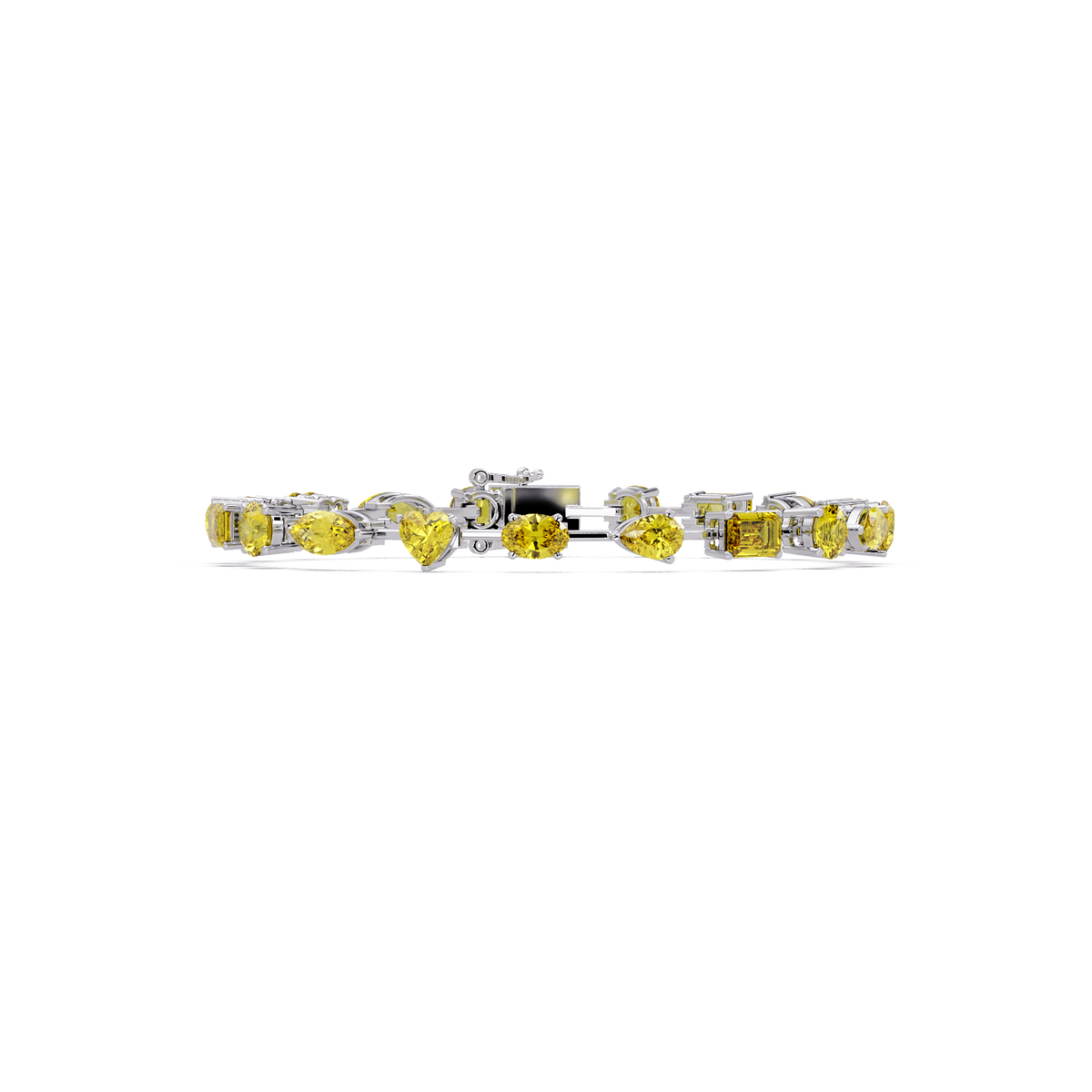Mixed-shape yellow colorstone tennis bracelet in white gold