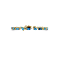 Mixed-shape aquamarine colorstone tennis bracelet in yellow gold