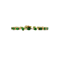 Mixed-shape green colorstone tennis bracelet in yellow gold