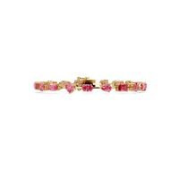 Mixed-shape pink colorstone tennis bracelet in yellow gold