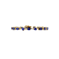 Mixed-shape sapphire colorstone tennis bracelet in yellow gold