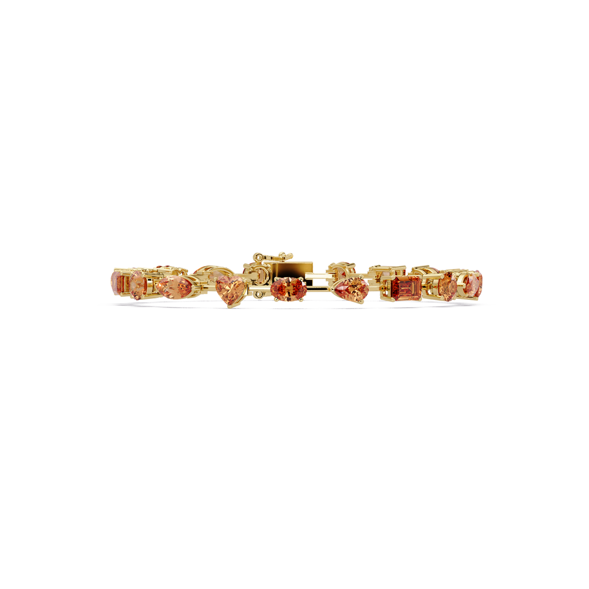 Mixed-shape topaz colorstone tennis bracelet in yellow gold