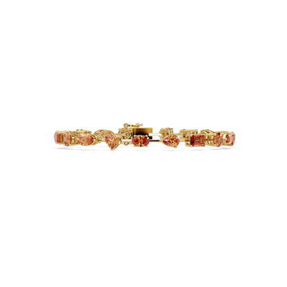 Mixed-shape topaz colorstone tennis bracelet in yellow gold