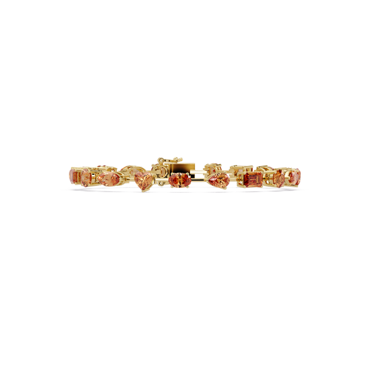 Mixed-shape topaz colorstone tennis bracelet in yellow gold