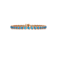 Round aquamarine colorstone tennis bracelet in rose gold