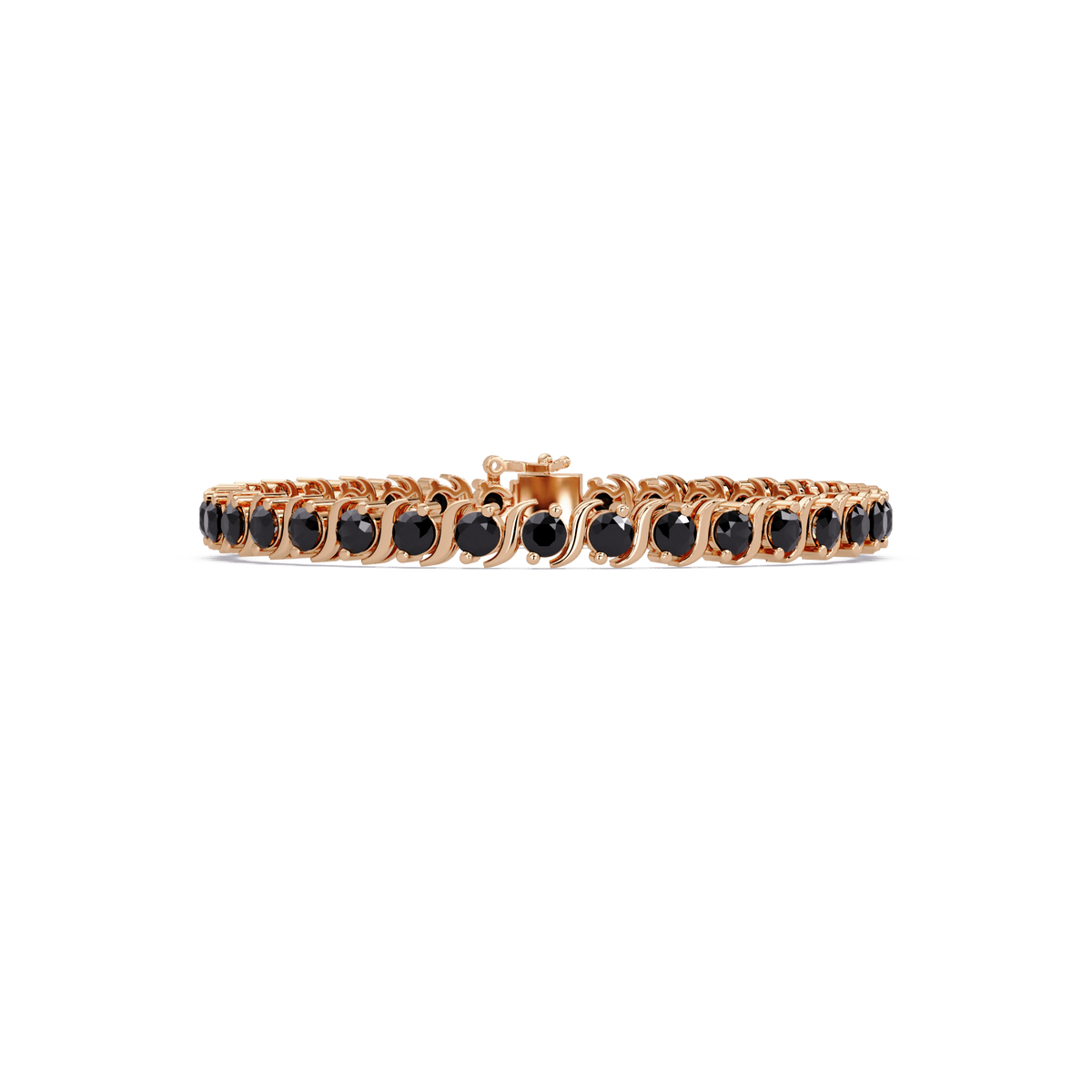 Round onyx colorstone tennis bracelet in rose gold