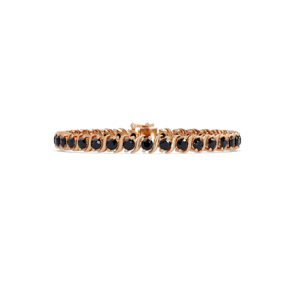 Round onyx colorstone tennis bracelet in rose gold