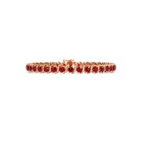 Round red colorstone tennis bracelet in rose gold