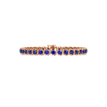 Round sapphire colorstone tennis bracelet in rose gold