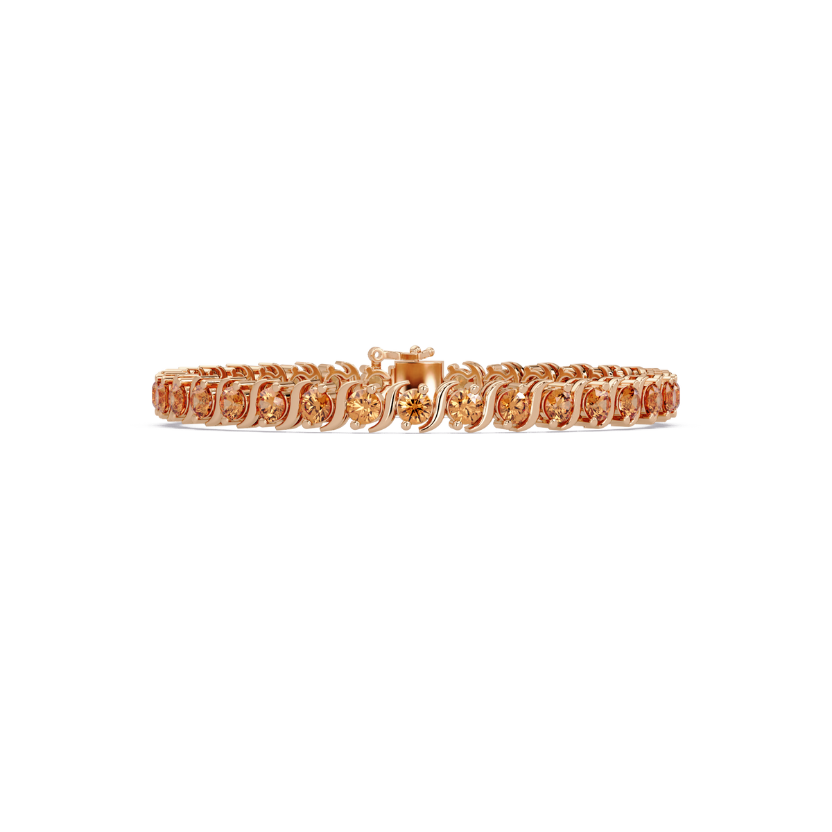 Round topaz colorstone tennis bracelet in rose gold