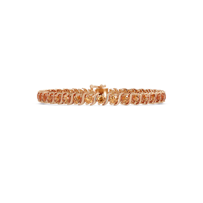 Round topaz colorstone tennis bracelet in rose gold