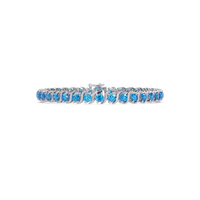 Round aquamarine colorstone tennis bracelet in white gold
