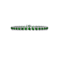 Round green colorstone tennis bracelet in white gold