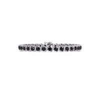 Round onyx colorstone tennis bracelet in white gold