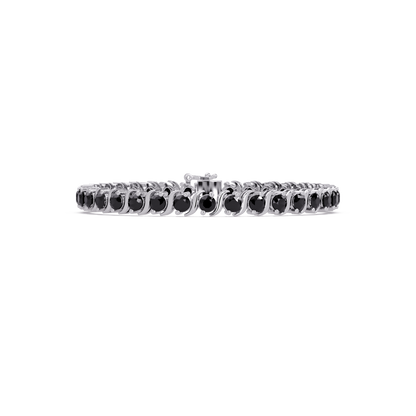 Round onyx colorstone tennis bracelet in white gold