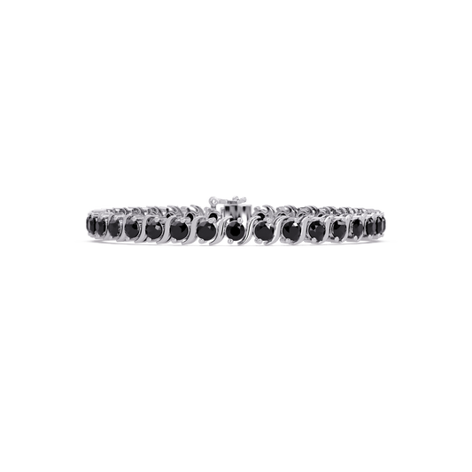 Round onyx colorstone tennis bracelet in white gold