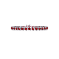 Round red colorstone tennis bracelet in white gold