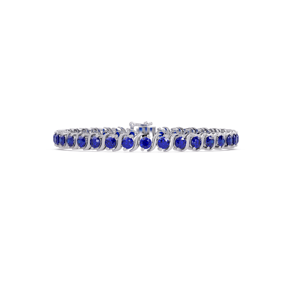 Round sapphire colorstone tennis bracelet in white gold
