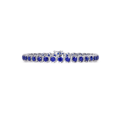 Round sapphire colorstone tennis bracelet in white gold