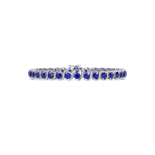 Round sapphire colorstone tennis bracelet in white gold