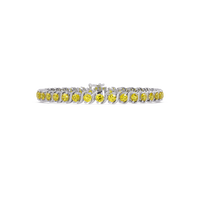 Round yellow colorstone tennis bracelet in white gold