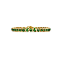Round green colorstone tennis bracelet in yellow gold