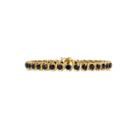 Round onyx colorstone tennis bracelet in yellow gold