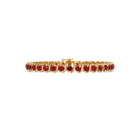 Round red colorstone tennis bracelet in yellow gold